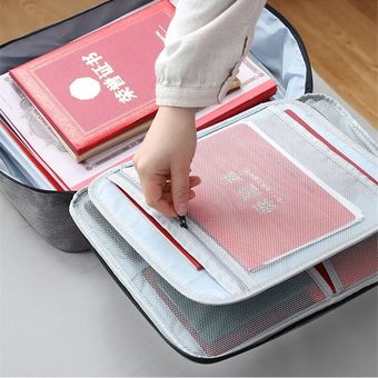 # A1 Gray 3 Capa Bolso de almacenamiento de documentos Organizador Archivos Carpeta Ticket Card Certificados Certificados Handbag Home Office Organizer Accessories Supplies 