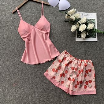S-XL Mujeres Pijama Conjuntos De Seda Satén Ropa De Dormir Señora Primavera  Floral Hogar