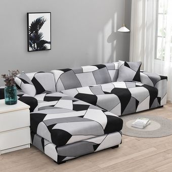 Funda elástica para sofá en forma de L,funda de sofá para sala de estar,2 piezas #Color 1 