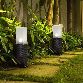 #4PCS Luz LED Solar de ratán impermeable,luz de plástico para paisaje 