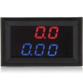 Voltimetro Amperimetro De Panel 99,9v 10a Display Rojo Azul