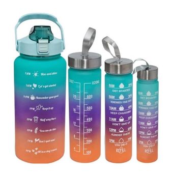 Set Botella De Agua Motivacional Termo (3pzas) 2l 1l Y 300ml Segos