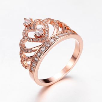 Rose Gold Silver Crown Tredy Creative Compromise Ring Lady 