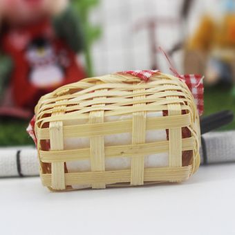 Casa de muñecas miniatura cesta de pan de leche modelo utilería acceso 