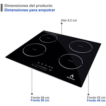 Parrilla Empotrable Supra 29 cm Inducción 1Q-IN Negra