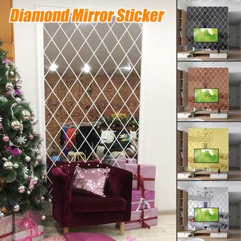 Los diamantes Triángulos espejo de acrílico etiqueta de la pared de DIY 3D Sala Decoración para el Hogar S  M  L -Grey 50 * 50 cm, 50 x 100 cm, 100 * 100 cm 