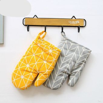 1 pieza lindo amarillo gris de moda de algodón nórdicos cocina guantes para microondas para hornear barbacoa delantal guantes de horno 