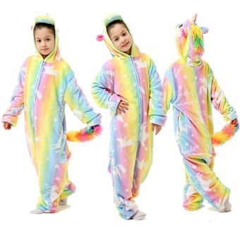 Bebé niñas pijama de unicornio Arco Iris lindo invierno pijamas Anime pijamas Homewear-LA46 
