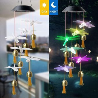 Solar al aire libre del carillón de viento metal de la lámpara LED de Bell Decoración Animal Styling 