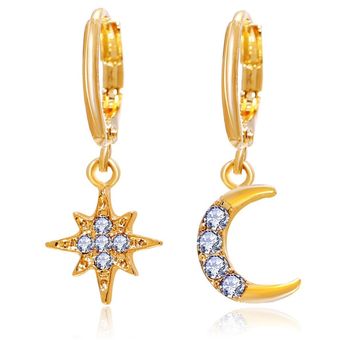 1pair Gold Star Moon Butterfly Collar Pendientes Crystal S 