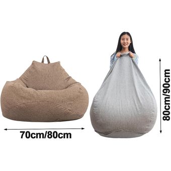 80x90cm Bean Bag Silla Sofá Funda para sofá Gamer Interior Lazy Lounger Niños Adultos Gris claro medio 