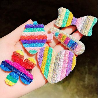 Lindas Lentejuelas De Niña Arco Iris Clip Flash Horquilla De 