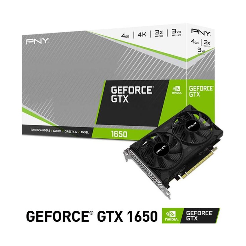 Tarjeta de Video PNY GeForce GTX 1650 Dual Fan 4GB GDDR6 VCG16504D6DFPPB