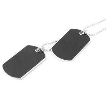 Estilo militar del Ejército Negro 2 placas de identificación de doble cadena de belleza para hombre colgante de collar de plata y negro 
