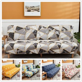 #SJL Funda de sofá plegable a cuadros de licra,sin reposabrazos,geométrica,envolvente,elástica,para cama,talla S,M y L 