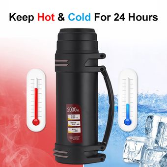 1.2L  1.5L  2L Botella viaje Thermosflask termo de agua de acero inoxidable de café Taza de café preservación del calor frío-Red 2.0L 
