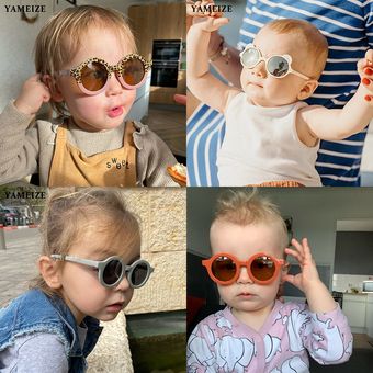 a la moda protección UV400 Gafas de sol con forma de oso para niños y niñas redondas lentes de sol con forma de flor 