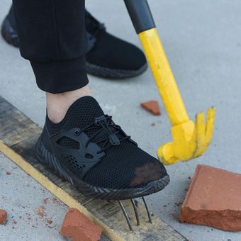 Zapatos de Seguridad Hombres con S3 Punta de Acero Zapatillas de Trabajo Calzado Ultra Liviano Transpirable para Verano al Aire Libre Zapatos de Deporte Senderismo 36-48 