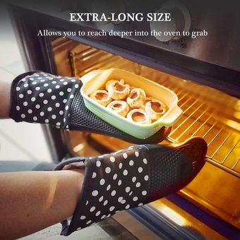 2 unidsset manoplas de horno de microondas horno barbacoa guantes Extra largo resistente al calor 572 °F hornear guantes KC0293 