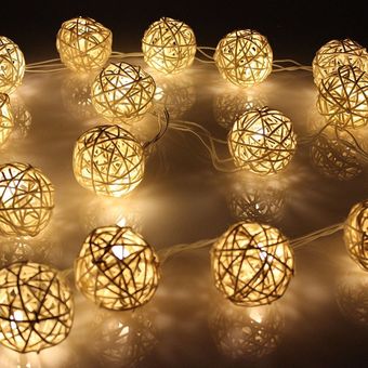 5M bolas de ratán Led de Navidad Cadena de hadas luces decorativas U 