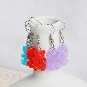 3 Pares De Lindos Aretes De Oso Mini Acrílico Conjunto De De 
