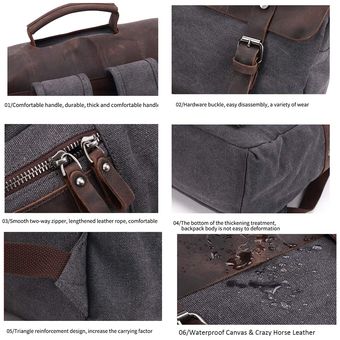 Bolso satchel de viaje de lona vintage unisex 