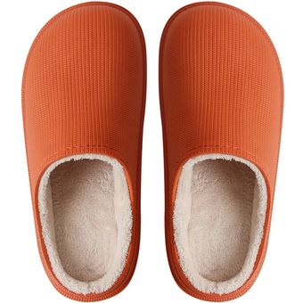 Zapatillas de gamuza de felpa para casa zuecos cálidos de Invierno para Mujer Zapatillas para Mujer EVA amantes de interior y exterior Zapatillas de espuma viscoelástica de algodón para Mujer WAN #Orange 
