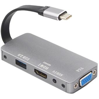 Tipo C a HDMI VGA 3 Adaptador de 5 mm Cable convertidor de audio y vid 