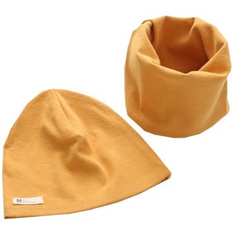 cubierta para cabeza de niños Nueva moda para chicas bufanda cuello cálido de primavera para niños conjunto de gorras de Color sólido gorros de algodón para niños conjunto de gorros de bebé 