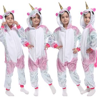 Pijama con capucha de poliéster para niños de talla grande,-LA59 Unisex ropa de dormir de serie de unicornio 