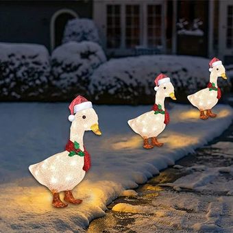 Duck de iluminación brillante pato con bufanda decoración de Navidad LED al aire libre 
