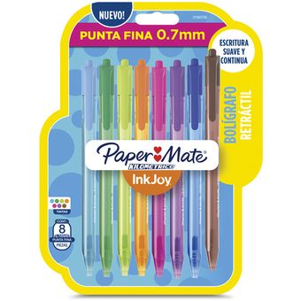 Bolígrafos Retráctiles de Gel Paper Mate 0.7mm X4 colores –