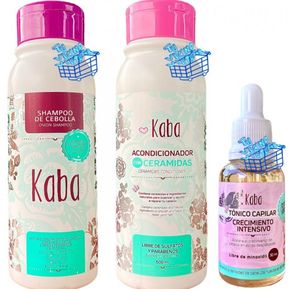 Kaba shampoo cebolla + Acondicionador ceramidas + Tonico Capilar Kaba