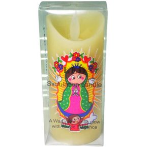Vela De Parafina Con Virgen De Guadalupe Material  Obsequio
