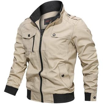 Chaqueta de militar vuelo para hombre	chequeta carga con cremallera casual 