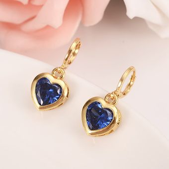 Joyas De Encanto Dorado Adorable Corazón De Piedra Azul 
