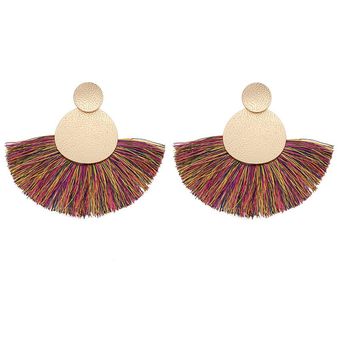 Pendientes Trenzados De Borla Larga De Metal Boho Pendientes 