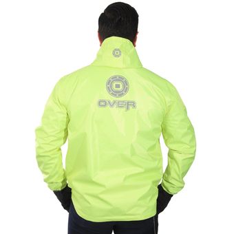 Chaqueta Impermeable Doble Faz Reflectiva Over 100% Verde - Over Racing