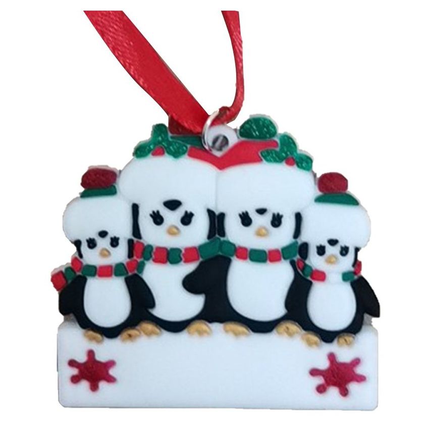 Linda familia de Pingüino Árbol de Navidad Colgante DIY Nombre PVC Árbol de Navidad Colgante Colgante Adorno de Navidad
