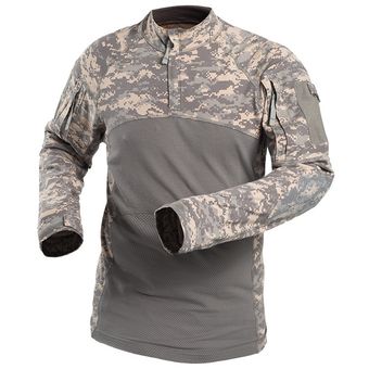 LHHMZ Camisa de Manga Larga Militar para Hombres Caza de Combate Negra Caminatas de Tiro con Cremallera para Uso Informal y al Aire Libre 