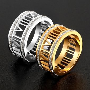 Anillo De Número Romano Anillo De Dama De Oro Blanco Anillo 
