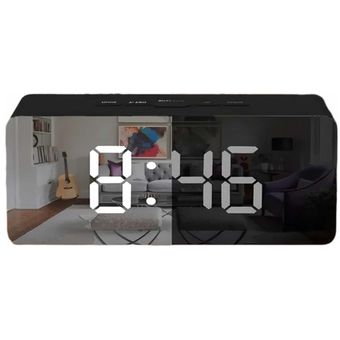 Mooas - Reloj de espejo digital LED (2 tipos, alarma / sonido, temperatura,  reloj de espejo LED)
