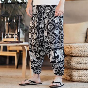 Hombres Thai Yoga pantalones anchos Harem Pantalones unisex Hippy 