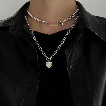 Fashion Unisex Multilayer Hip Hop Long Chain Necklace For Women Men Jewelry Gifts Key Cross Pendant 