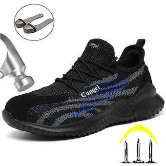 calzado protector de trabajo de malla transpirables a prueba de perforaciones para hombres y mujeres Zapatos de seguridad con punta de acero para uso Industrial y construcción de verano 