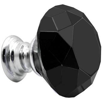 Negro 10 Uds 30mm perillas de gabinete de vidrio de cristal forma de d 