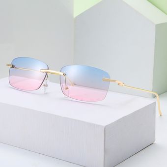 Peekaboo gafas de sol rectangulares sin marco Uv400 metalmujer 