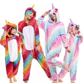 camisón de invierno-L05 mono de franela ropa de dormir de unicornio disfraz de Cosplay de Anime para niñas Pijama de una pieza para y adultos 