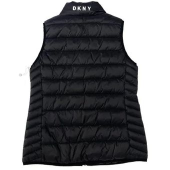 DKNY Chaleco deportivo acolchado súper húmedo para mujer, negro, talla XS,  Negro 