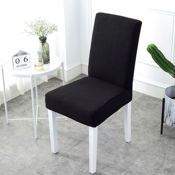 Funda de tela polar para silla,cubierta elástica supersuave de licra,con respaldo para el comedor y la cocina #black 